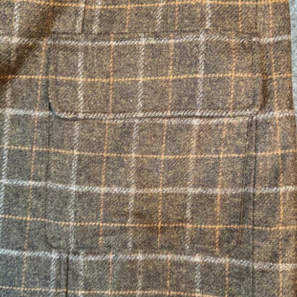 Peruvian Connection Plaid Tartan Belmont Blazer Brown Orange 100% Lambswool Sz 4 - Picture 10 of 13